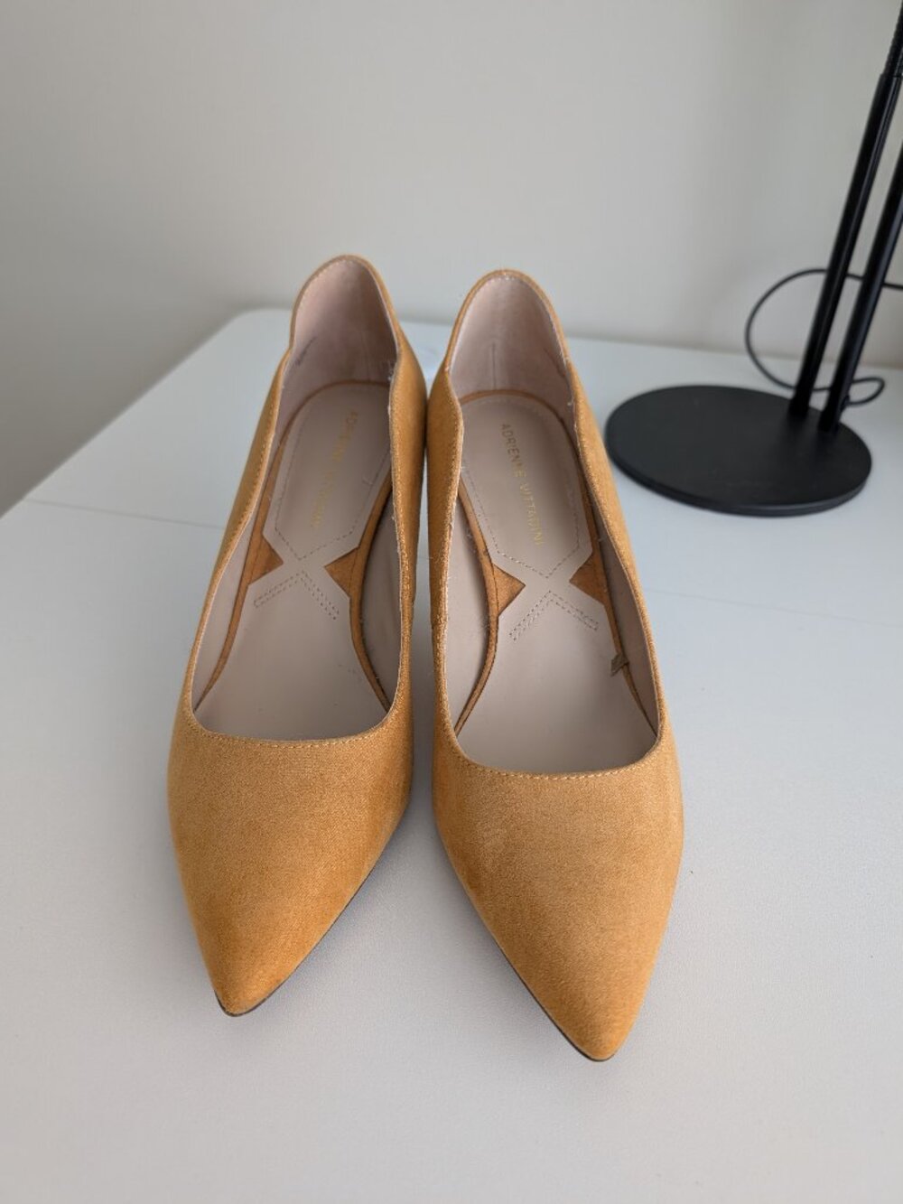 Adrienne Vittadini Mustard Yellow Suede Heels